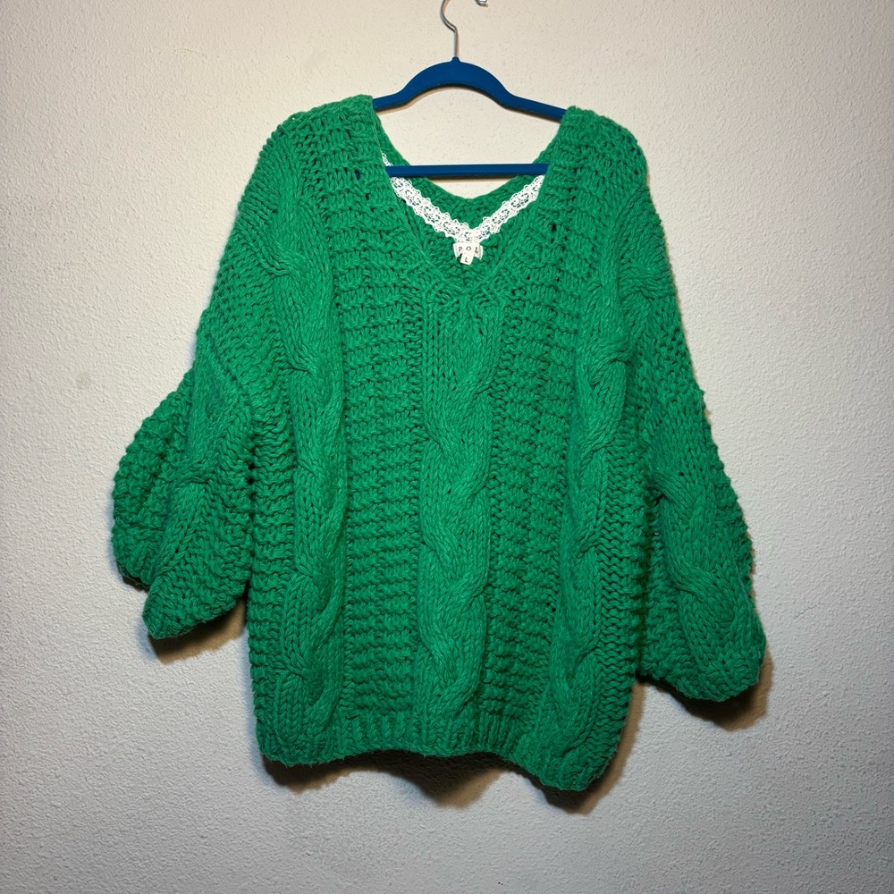 Green Cable Knit Sweater